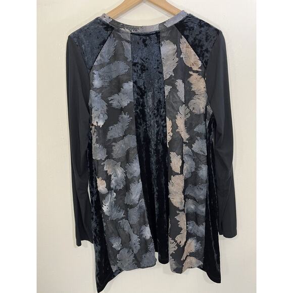 Burnout Crushed Velvet Mixed Media Whimsygoth Witchy Fairygoth Tunic Top L Boho - Picture 11 of 14